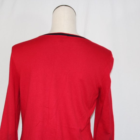 Talbots Red Cotton Cashmere/Cotton Blend Cardigan Sweater Pearl Buttons PM - Picture 10 of 12